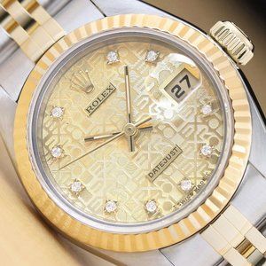 Rolex Datejust Champagne 18k Factory Women's Diamond Watch